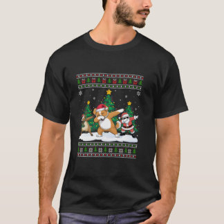 Camiseta Dabbing Santa Reindeer Shichon Dog Tree Lights Ugl