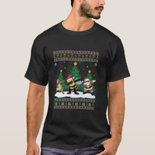 Camiseta Dabbing Santa Reno Abeja Árbol Luces Feo Navidad D
