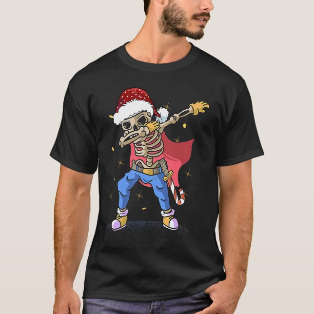 Camiseta Dabbing Santa Skeleton christmas  for men boy Chri (Anverso)