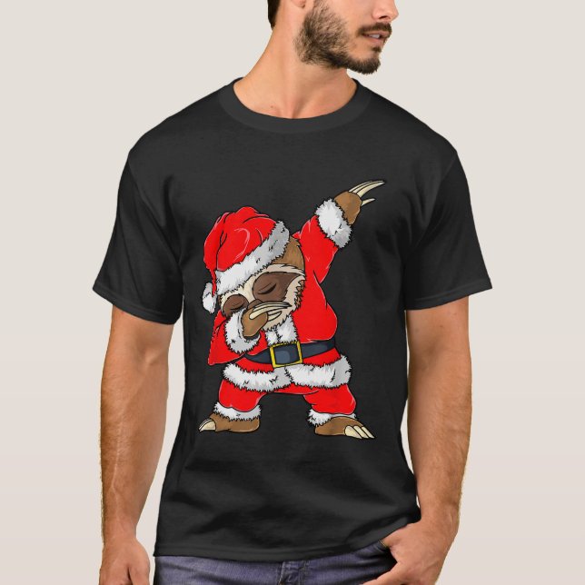 Camiseta Dabbing Santa Sloth Merry Slothmas Christmas Kids  (Anverso)