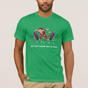 Camiseta Dabbing Santa Surfing Board Xmas Julio Hawaiano