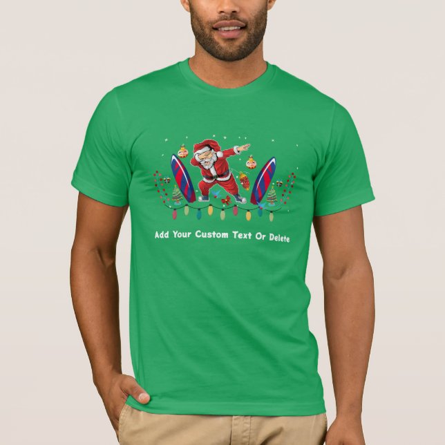 Camiseta Dabbing Santa Surfing Board Xmas Julio Hawaiano (Anverso)