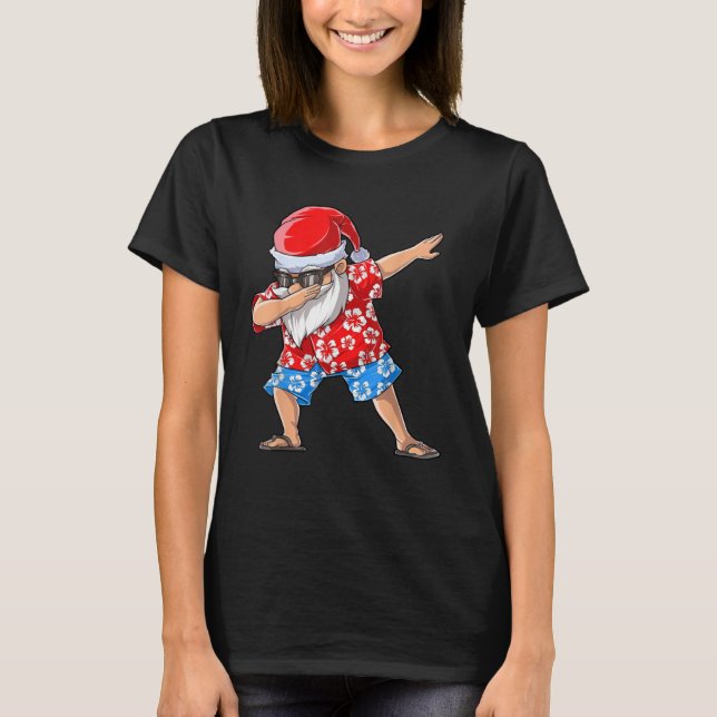 Camiseta Dabbing Santa Tropical Island Christmas Hawaiian X (Anverso)