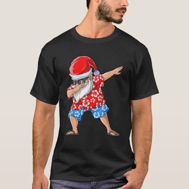 Camiseta Dabbing Santa Tropical Island Christmas Hawaiian X (Anverso)