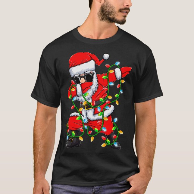 Camiseta Dabbing Santa Xmas Lights Girls Boys Kids Christma (Anverso)