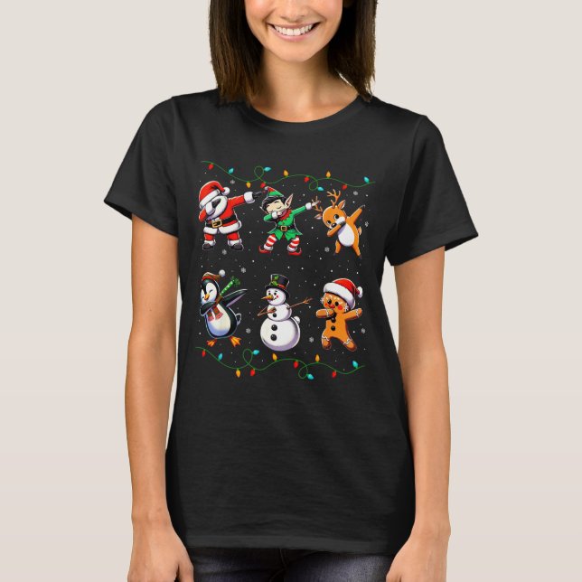 Camiseta Dabbing Santa Xmas Lights Kids Girls Boys Christma (Anverso)