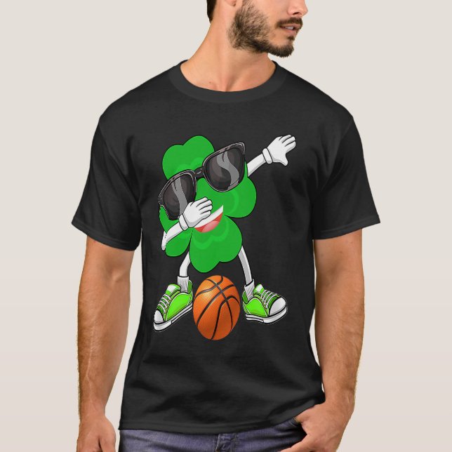 Camiseta Dabbing Shamrock & Basketball Ball St Patrick's Da (Anverso)