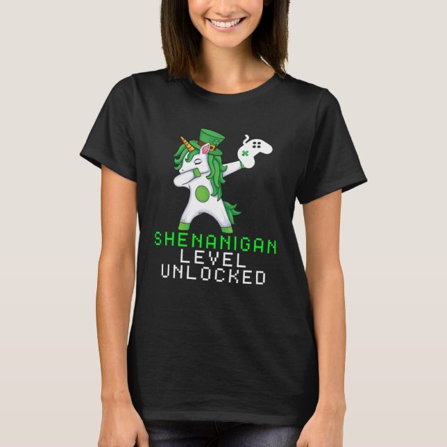 Camiseta Dabbing Shamrock Shenanigans Leprechaun Unicorn Ga (Anverso)