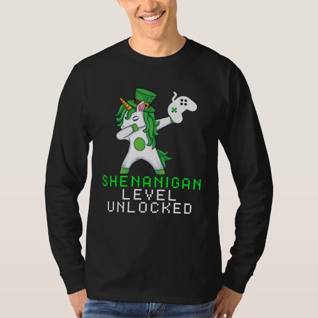 Camiseta Dabbing Shamrock Shenanigans Leprechaun Unicorn Ga (Anverso)