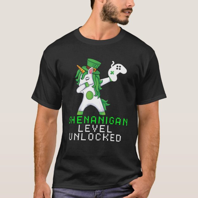 Camiseta Dabbing Shamrock Shenanigans Leprechaun Unicorn Ga (Anverso)
