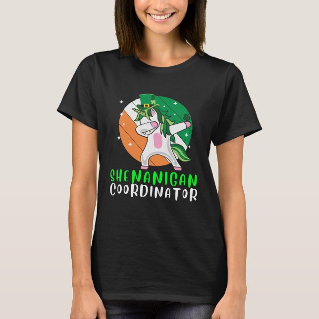 Camiseta Dabbing Shamrock Shenanigans Leprechaun Unicorn Gn (Anverso)