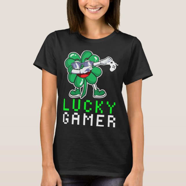 Camiseta Dabbing Shamrock St Paddy's Day Video Gaming Quote (Anverso)