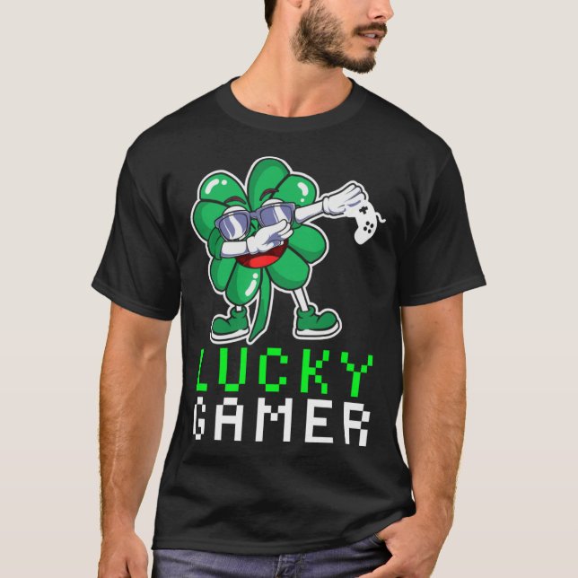 Camiseta Dabbing Shamrock St Paddy's Day Video Gaming Quote (Anverso)