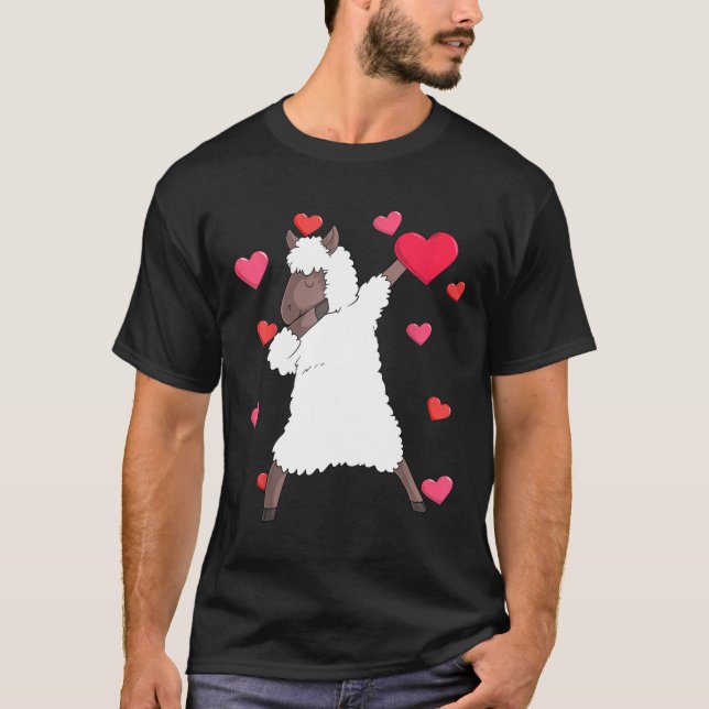 Camiseta Dabbing Sheep El día de San Valentín Love Heart Da (Anverso)