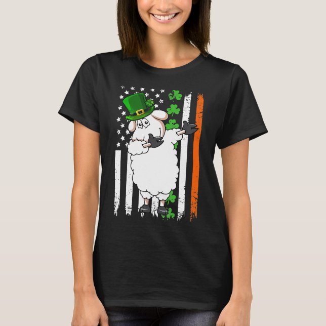 Camiseta Dabbing Sheep Leprechaun Gorra Bandera Norteameric (Anverso)