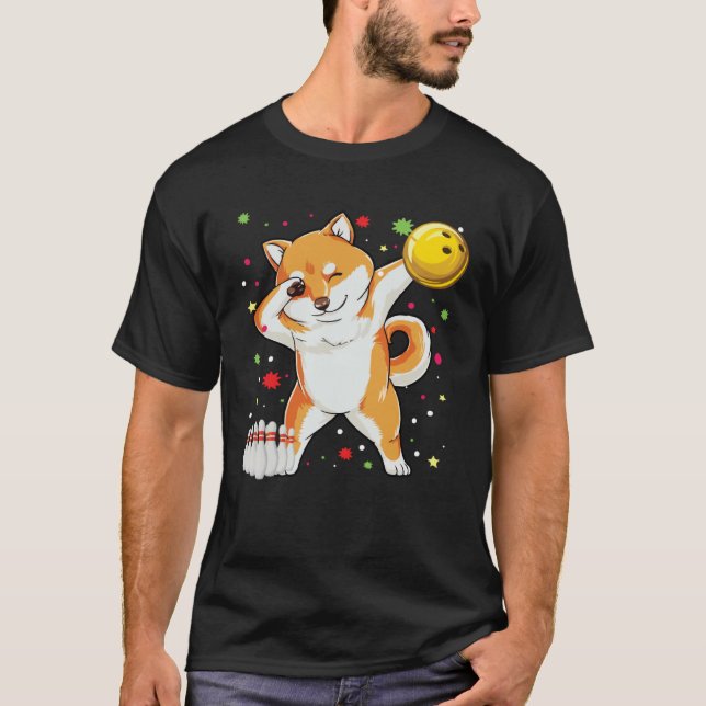 Camiseta Dabbing Shiba Bowling   Bowling  Boy Girl (Anverso)