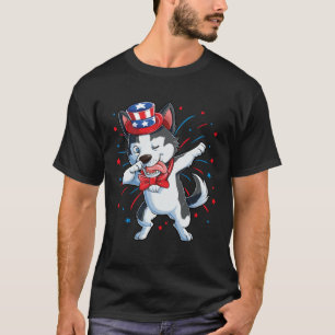Camiseta Dabbing Siberian Husky 4 de julio Niños Ameri