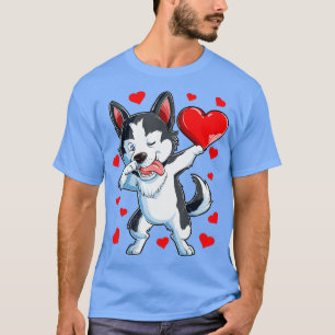 Camiseta Dabbing Siberian Husky Heart Día de San Valentín B