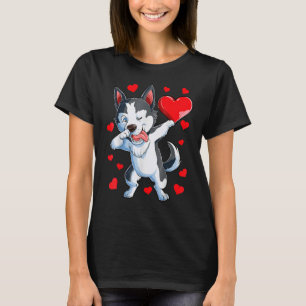 Camiseta Dabbing Siberian Husky Heart Día de San Valentín B