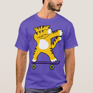 Camiseta Dabbing Skater Gato Funny Dab Dance Skateboard