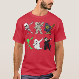 Camiseta Dabbing Skeleton and Monsters Halloween Dracula Bo