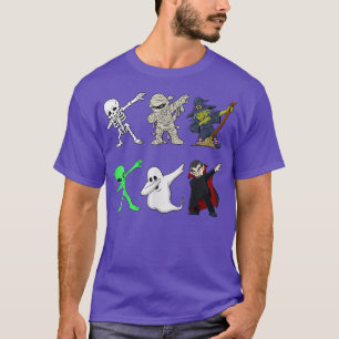 Camiseta Dabbing Skeleton and Monsters Halloween Dracula Bo