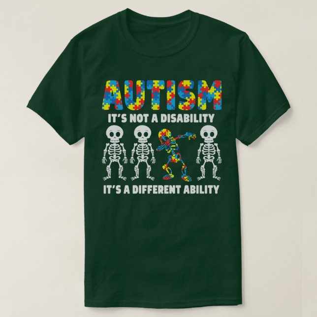 Camiseta Dabbing Skeleton Autism Es una habilidad diferente (Diseño del anverso)