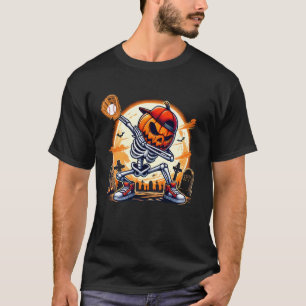 Camiseta Dabbing Skeleton Baseball Halloween Costume Hombre