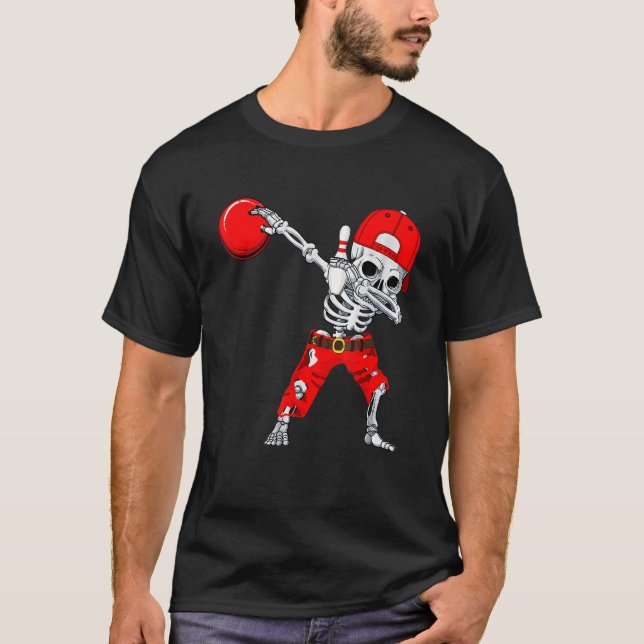 Camiseta Dabbing Skeleton Bowl Disfraz de Halloween (Anverso)