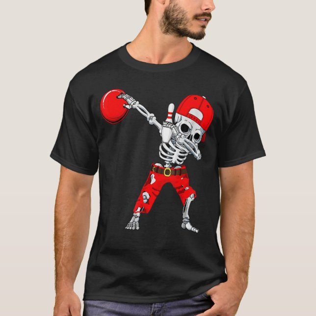 Camiseta Dabbing Skeleton Bowling Ball Niños Halloween (Anverso)