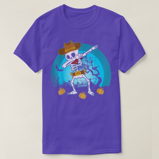 Camiseta Dabbing Skeleton Cowboy Gorra Funny (Diseño del anverso)