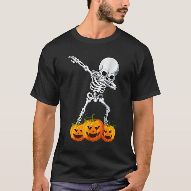 Camiseta Dabbing Skeleton Dancing Halloween Costume Boys M (Anverso)