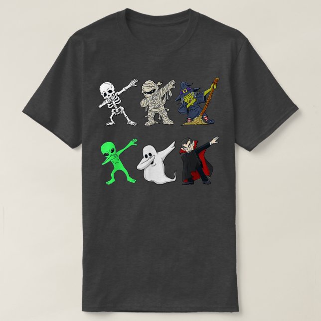 Camiseta Dabbing Skeleton Dracula Monstruos Halloween Hallo (Diseño del anverso)