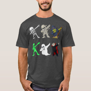 Camiseta Dabbing Skeleton Dracula Monstruos Halloween Hallo