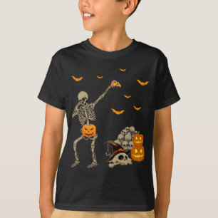 Camiseta Dabbing Skeleton Eating Pizza Scary Pumpkins Sku