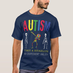 Camiseta Dabbing Skeleton Especial Puzzle Abril Autismo Azu
