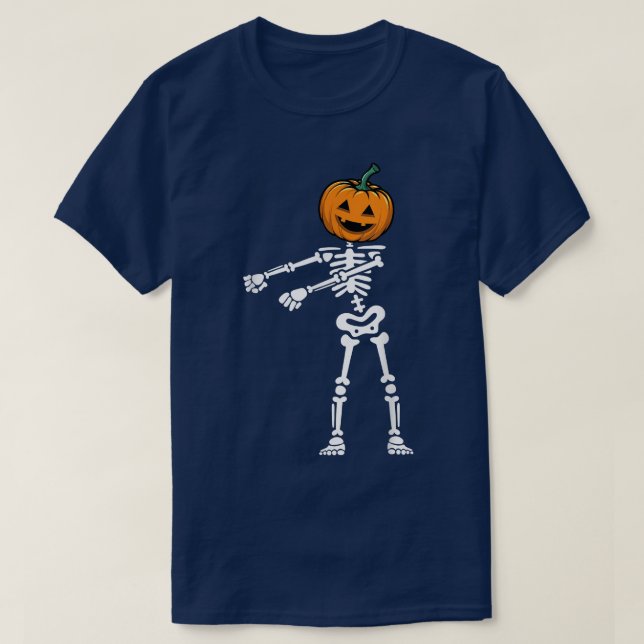 Camiseta Dabbing Skeleton Floss Dance Pumpkin Face Funny Ha (Diseño del anverso)