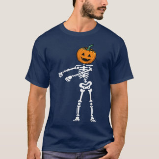 Camiseta Dabbing Skeleton Floss Dance Pumpkin Face Funny Ha