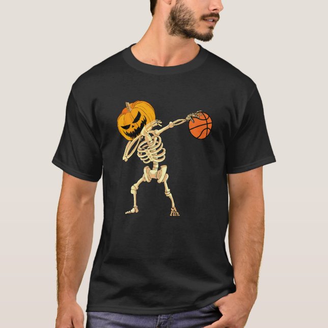 Camiseta Dabbing Skeleton Halloween Disstume madre de básqu (Anverso)