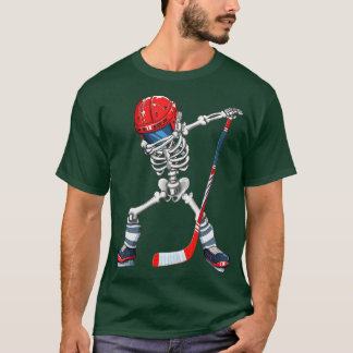 Camiseta Dabbing Skeleton Hockey Halloween Costume Gift Kid