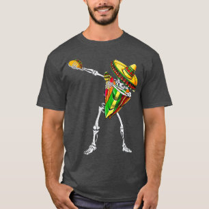 Camiseta Dabbing Skeleton Meican Poncho Cinco De Mayo Sombr