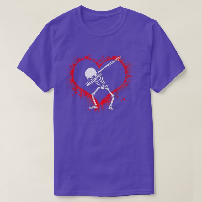 Camiseta Dabbing Skeleton Niños Corazón Dab Niños Gracioso  (Diseño del anverso)