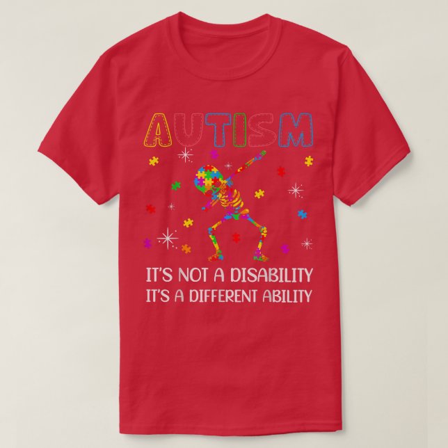 Camiseta Dabbing Skeleton No Una Conciencia Sobre El Autism (Diseño del anverso)