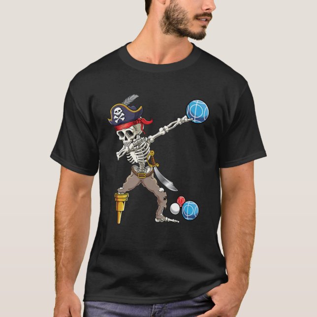 Camiseta Dabbing Skeleton Pirate Bocce Boccie Hallowee (Anverso)