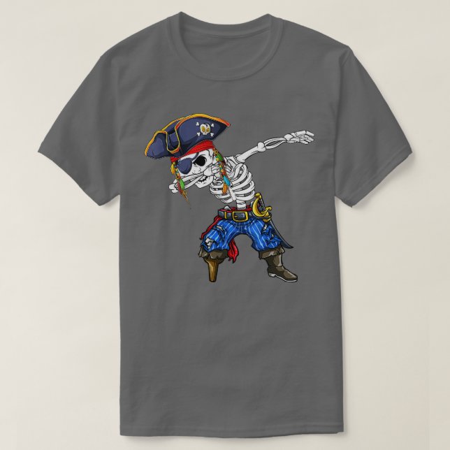 Camiseta Dabbing Skeleton Pirate disfraz de Halloween para  (Diseño del anverso)
