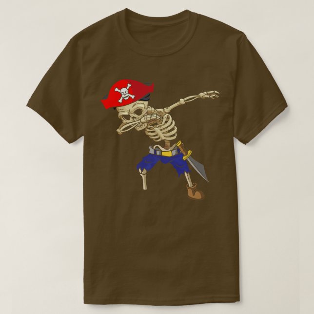 Camiseta Dabbing Skeleton Pirate Funny Tee Pirate Costuma P (Diseño del anverso)