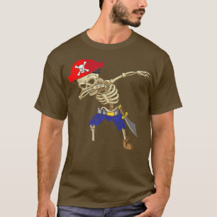 Camiseta Dabbing Skeleton Pirate Funny Tee Pirate Costuma P