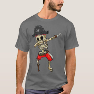 Camiseta Dabbing Skeleton Pirate Halloween Jolly Roger Kids