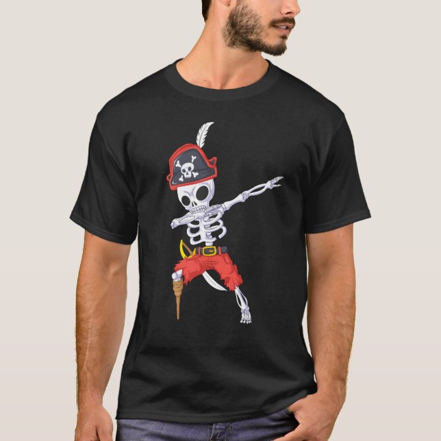 Camiseta Dabbing Skeleton Pirate Jolly Roger (Anverso)