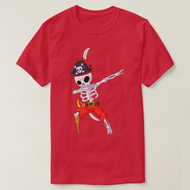 Camiseta Dabbing Skeleton Pirate Jolly Roger Halloween para (Diseño del anverso)